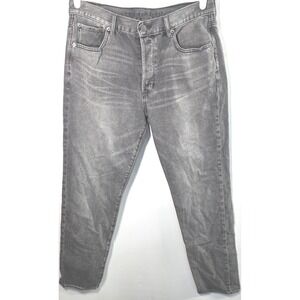 AE American Eagle Outfitters Buttonfly Jeans Sz 12 Long Tall Lt Black Gray Denim